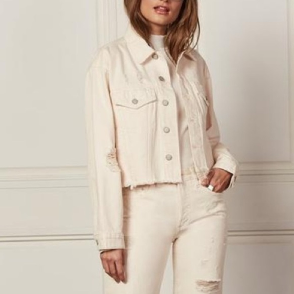 Boyish The Harvey Denim Crop Jacket in Nude Pink